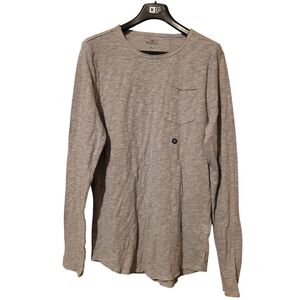 Hollister curved hem tee mens Sz M crew neck long sleeve gray